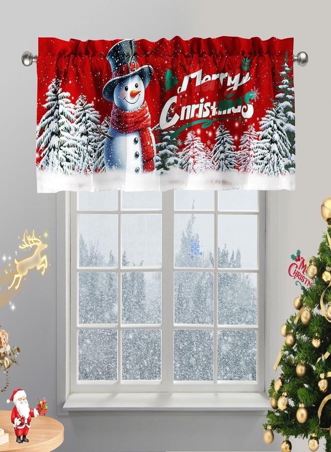 SUNWISHA Christmas Curtain Valances Set 52x18'' - Snowflake Christmas Classic Merry Christmas Window Curtains Kitchen/Bathroom/Laundry Decor, Winter Holiday Home Valances Red - Image 3